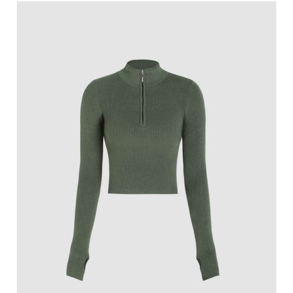 NWT Cider Solid Zipper Up Knitted Crop Top 4X - Picture 1 of 7